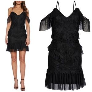 Bardot Valorie Tiered Ruffle Lace Sheath Dress 6 M